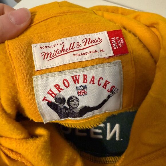 Mitchell & Ness Throwbacks Green Bay Packers Fleece Hooded Sweatshirt Size Small - Picture 7 of 10
